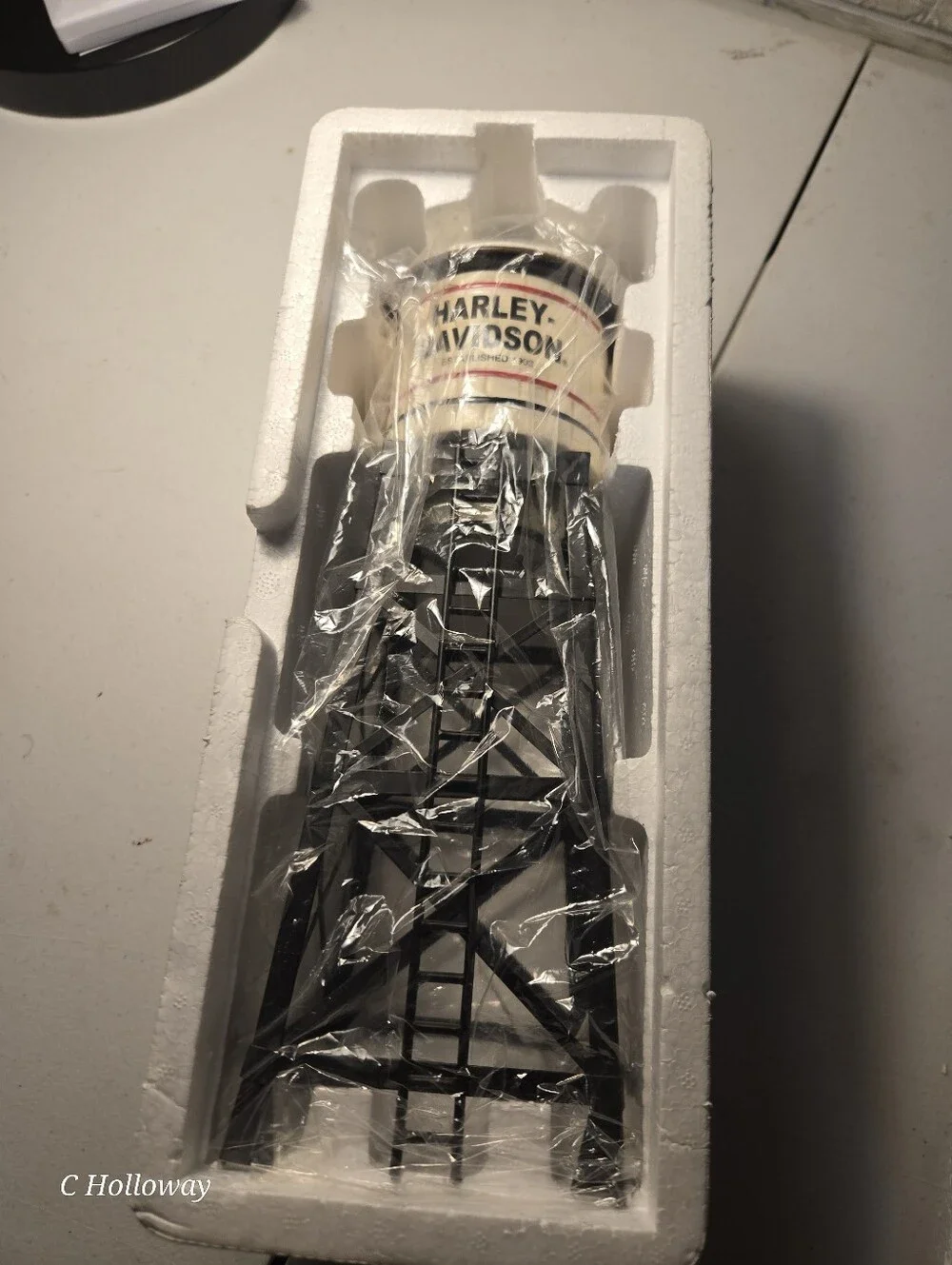 Dept 56 Snow Village Harley-Davidson Water Tower w/Box, Excellent Condition